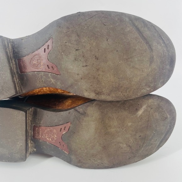 Ariat Brown Leather Square Toe Embroidered Cowboy Boots Mens US 9D Western Work - Picture 15 of 16